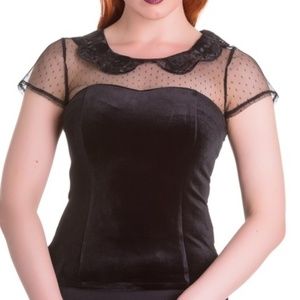 Spin Doctor velvet top with see through skull coll